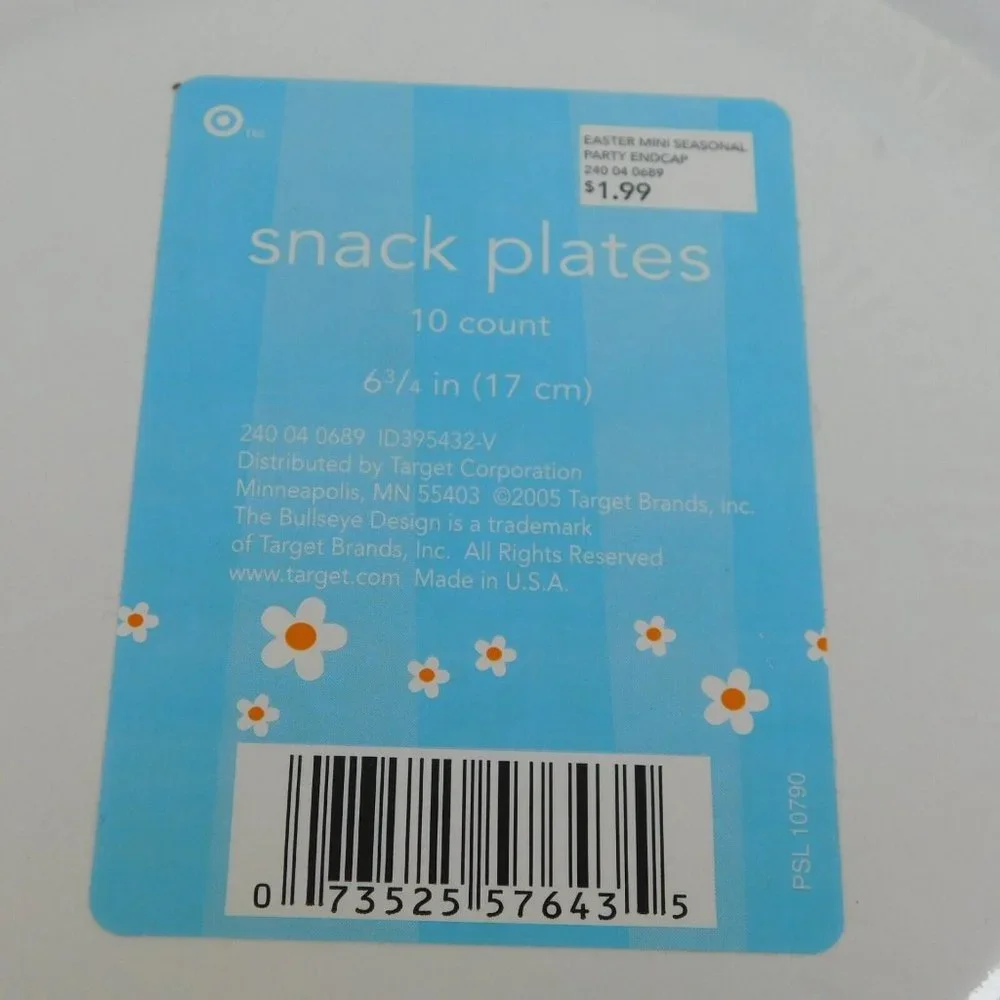 4 Pkgs Easter Holiday Paper Plates Dinner Snack Bunny Rabbit Carrot NIP Check